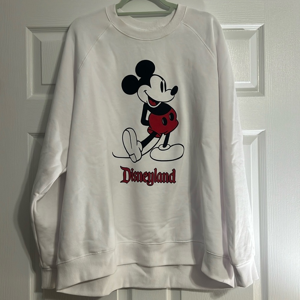 NWOT Disney Parks Disneyland Mickey Mouse White Sweatshirt Unisex XXL